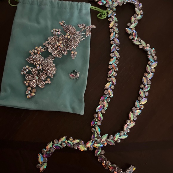 White Sequin Wedding Reception dress bundle, Prom or Pageant and Jewelry NWT - Picture 5 of 6